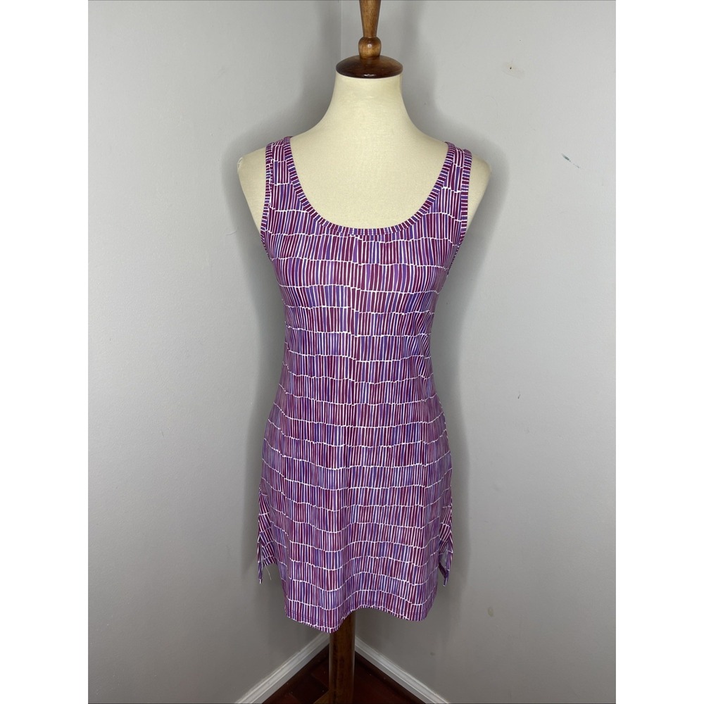 Nuu Muu Sleeveless Scoop Neck Purple Geometric Stretch Dress XS